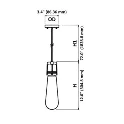 3 2/5" Wide Satin Nickel & Clear Glass LED Mini Pendant Light, P608D Series -Sunco Lamp Store 1 LightPendantLightFixture SatinNickelFinish ClearGlassShade Dimension