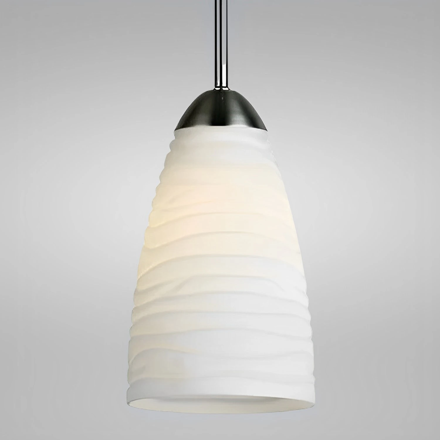 4 3/4" Satin Nickel & White Swirl Glass LED Mini Pendant Light, P035 Series