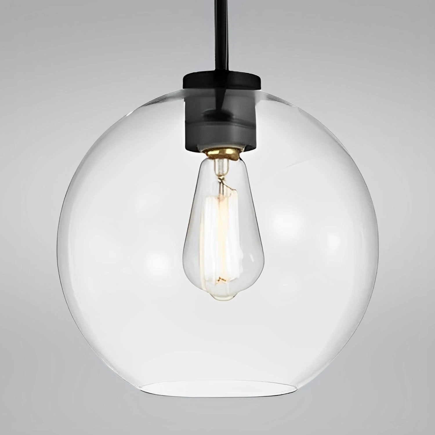 4 3/4" Wide Black & Clear Glass Orb LED Mini Pendant Light, P607D Series