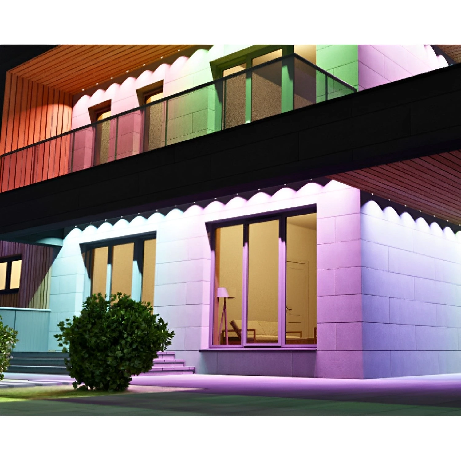 Permanent LED RGBW Outdoor Light, 100ft, Linkable, Bluetooth & Wi-Fi Compatible, 8100 Lumens 2 Permanent LED RGBW Outdoor Light, 100ft, Linkable, Bluetooth & Wi-Fi Compatible, 8100 Lumens - Image 2