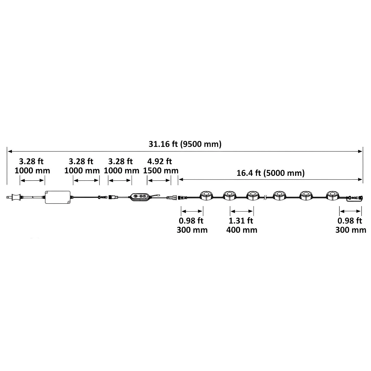 Permanent LED RGBW Outdoor Light, 100ft, Linkable, Bluetooth & Wi-Fi Compatible, 8100 Lumens 8 Permanent LED RGBW Outdoor Light, 100ft, Linkable, Bluetooth & Wi-Fi Compatible, 8100 Lumens - Image 8