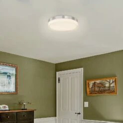 11 Inch Round LED Satin Nickel Ceiling Light, Surface Mount, 950 Lumens -Sunco Lamp Store 11InchRoundLEDSatinNickelCeilingLight A1