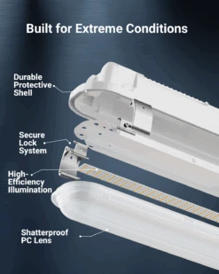 2ft LED Vapor Tight Fixture, 25W/20W/15W, Selectable Wattage & CCT , 3250 Lumens -Sunco Lamp Store 2ftVaporTight B2