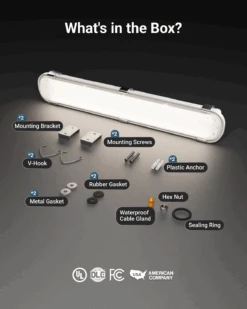2ft LED Vapor Tight Fixture, 25W/20W/15W, Selectable Wattage & CCT , 3250 Lumens -Sunco Lamp Store 2ftVaporTight B3