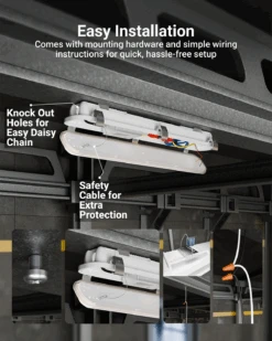 2ft LED Vapor Tight Fixture, 25W/20W/15W, Selectable Wattage & CCT , 3250 Lumens -Sunco Lamp Store 2ftVaporTight B4