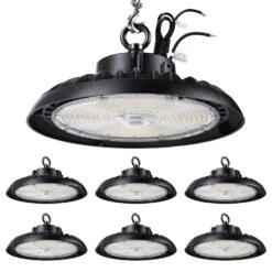 UFO High Bay LED Fixture, 300W/270W/240W, Selectable Wattage & CCT, 49000 Lumens -Sunco Lamp Store 300W Selectable UFO High Bay 6PK master carton