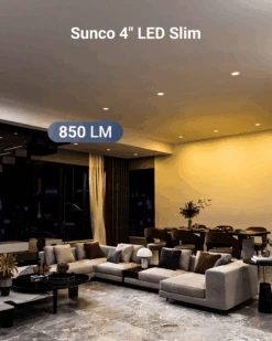 Recessed LED Lighting, 4 Inch, Slim With Metal J-Box, Selectable CCT, 850 Lumens -Sunco Lamp Store 4InchSlimMetal B1
