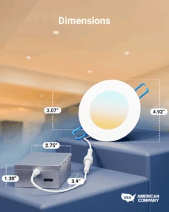 Recessed LED Lighting, 4 Inch, Slim With Metal J-Box, Selectable CCT, 850 Lumens -Sunco Lamp Store 4InchSlimMetal B5