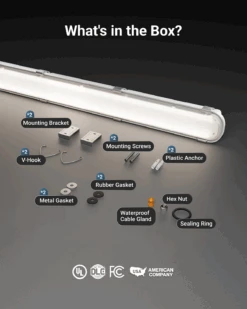 4ft LED Vapor Tight Fixture, 54W/46W/38W, Selectable Wattage & CCT, 7000 Lumens -Sunco Lamp Store 4ftVaporTight B3