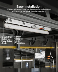 4ft LED Vapor Tight Fixture, 54W/46W/38W, Selectable Wattage & CCT, 7000 Lumens -Sunco Lamp Store 4ftVaporTight B4