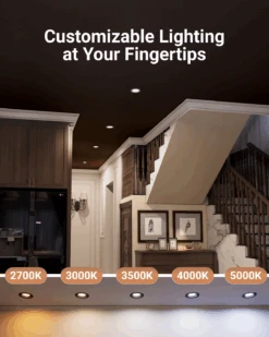 Recessed LED Retrofit Lighting, 4 Inch, Baffle, Black Trim, Selectable CCT, 600 Lumens -Sunco Lamp Store 4inBlackRetrofit B3