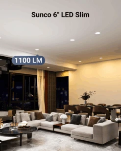 Recessed LED Lighting, 6 Inch, Slim With Metal J-Box, Selectable CCT, 1100 Lumens -Sunco Lamp Store 6InchSlimMetal B1