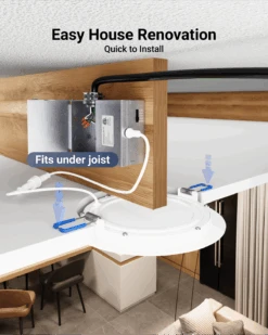 Recessed LED Lighting, 6 Inch, Slim With Metal J-Box, Selectable CCT, 1100 Lumens -Sunco Lamp Store 6InchSlimMetal B3