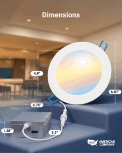 Recessed LED Lighting, 6 Inch, Slim With Metal J-Box, Selectable CCT, 1100 Lumens -Sunco Lamp Store 6InchSlimMetal B5