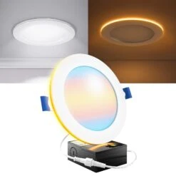 Recessed LED Lighting, 6 Inch, Night Light, Slim, Wafer Thin, Selectable CCT, 1500 Lumens