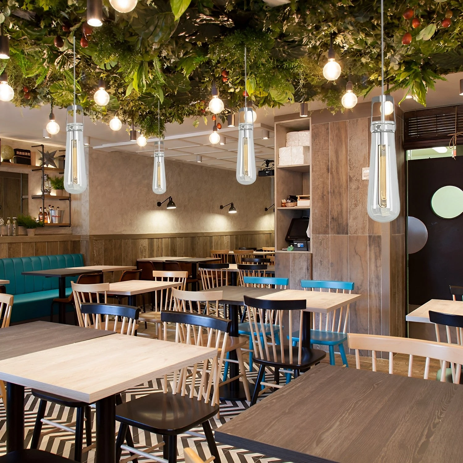 3 2/5" Wide Satin Nickel & Clear Glass LED Mini Pendant Light, P608D Series - Image 4