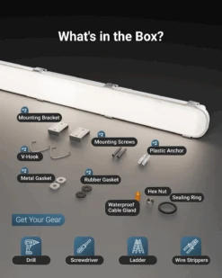 8ft LED Vapor Tight Fixture, 90W/75W/60W, Selectable Wattage & CCT, 11700 Lumens -Sunco Lamp Store 8ftVaporTight B3