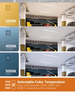 8ft LED Vapor Tight Fixture, 90W/75W/60W, Selectable Wattage & CCT, 11700 Lumens -Sunco Lamp Store 8ftVaporTight B5