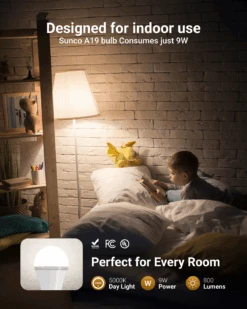 A19 LED Bulb, Night Light, 800 Lumens -Sunco Lamp Store A19wNightLight B4