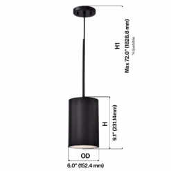 6" Black Finish Cylinder LED Pendant Light, P5048D Series -Sunco Lamp Store Artboard16