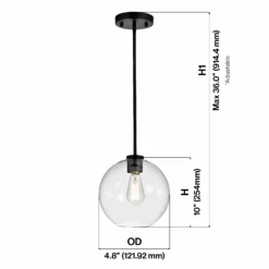 4 3/4" Wide Black & Clear Glass Orb LED Mini Pendant Light, P607D Series -Sunco Lamp Store Artboard46