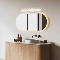 LED Satin Nickel Vanity Light, 24.8" Wide, Selectable CCT, FL5524D-A Series -Sunco Lamp Store Bathroom Light Fixture LED Vanity 17W 1500 Lumens Adjustable Color Temperature Nickel Finish