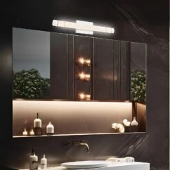 LED Satin Nickel Vanity Light, 24.8" Wide, Selectable CCT, FL5524D-A Series -Sunco Lamp Store Bathroom Vanity Light Fixture 17W 1520 Lumens Selectable CCT Satin Nickel Finish