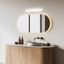 LED Satin Nickel Vanity Light, 25.5" Wide, FL5324D Series -Sunco Lamp Store Bathroom Vanity Light Fixture Over Mirror 17W 3000K CCT Satin Nickel Finish ETL and UL Listed