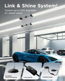 LED Shop Light, 4ft, Utility, Black, Frosted, Plug & Play, 4500 Lumens -Sunco Lamp Store BlackShoplightsB2