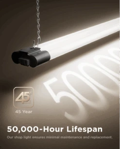 LED Shop Light, 4ft, Utility, Black, Frosted, Plug & Play, 4500 Lumens -Sunco Lamp Store BlackShoplightsB3