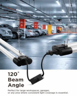 LED Shop Light, 4ft, Utility, Black, Frosted, Plug & Play, 4500 Lumens -Sunco Lamp Store BlackShoplightsB5