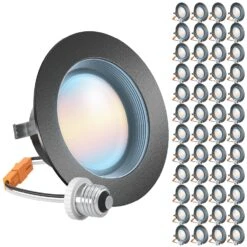Recessed LED Retrofit Lighting, 4 Inch, Baffle, Black Trim, Selectable CCT, 600 Lumens -Sunco Lamp Store Black Retrofit 48PK b2200ffa e69f 4a37 82b4 ff6c5a9653b8