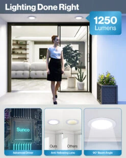 Recessed LED Lighting, 6 Inch, Slim, Wafer Thin, Selectable CCT, 1250 Lumens -Sunco Lamp Store Block1 6MOSlimSelectableCCTLight