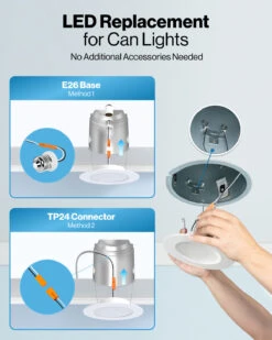 Recessed LED Retrofit Lighting, 6 Inch, Flat Smooth, Selectable CCT, 1200 Lumens -Sunco Lamp Store Block4 FlatRetrofit