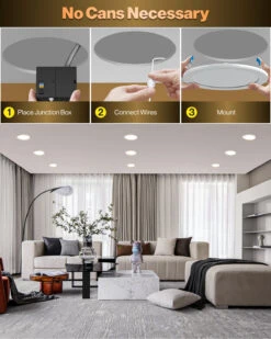 Recessed LED Lighting, 8 Inch, Slim, Wafer Thin, Night Light, Selectable CCT, 1350 Lumens -Sunco Lamp Store Block5 8 SlimNightLight