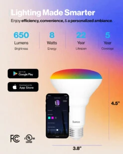 BR30 LED Smart Bulb, WiFi, 650 Lumens -Sunco Lamp Store Block5 BR30SmartLEDBulb
