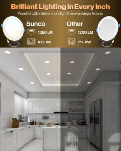 Recessed LED Lighting, 8 Inch, Slim, Wafer Thin, Night Light, Selectable CCT, 1350 Lumens -Sunco Lamp Store Block6 8 SlimNightLight