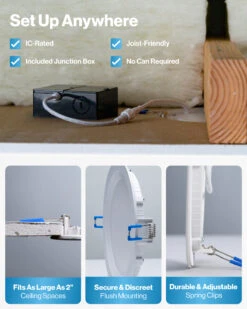 Recessed LED Lighting, 6 Inch, Slim, Baffle Trim, Selectable CCT, 850 Lumens -Sunco Lamp Store Block 3 6 Slim Baffle Selectable CCT