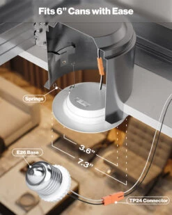 Recessed LED Retrofit Lighting, 5/6 Inch, Gimbal, 800 Lumens (Off White Trim) -Sunco Lamp Store Block 4