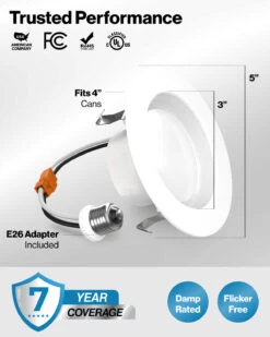Recessed LED Retrofit Lighting, 4 Inch, Baffle, 660 Lumens -Sunco Lamp Store Block 7 4 Baffle Retrofit