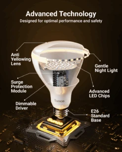 BR30 LED Bulb, Night Light, 800 Lumens -Sunco Lamp Store Br30WNightlight B4