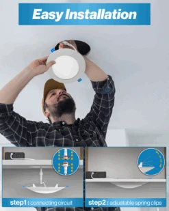 LED Canless Disk Downlight, 6-Inch, Surface Mount, 14W, Selectable CCT, 1200 Lumens -Sunco Lamp Store CL DK6 CLS WH 2760K Block4