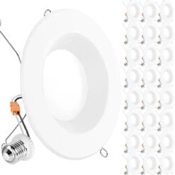 Recessed LED Retrofit Lighting, 5/6 Inch, Baffle, 965 Lumens -Sunco Lamp Store DL BFDR56 13W MainImage24PK