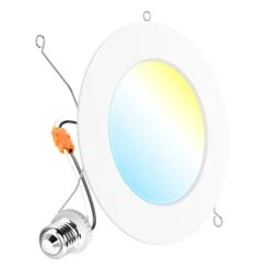 Recessed LED Retrofit Lighting, 6 Inch, Flat Smooth, Selectable CCT, 1200 Lumens