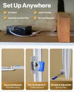 Recessed LED Lighting, 4 Inch, Slim, Wafer Thin, Night Light, Selectable CCT (2700K-6000K), 900 Lumens -Sunco Lamp Store DL SL4 NL WH Block 2