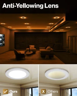 Recessed LED Lighting, 4 Inch, Slim, Wafer Thin, Night Light, Selectable CCT (2700K-6000K), 900 Lumens -Sunco Lamp Store DL SL4 NL WH Block 6