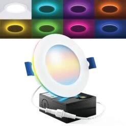 Recessed LED Lighting, 4 Inch, Smart Night Light Slim, Wafer Thin, Smooth Trim, Selectable CCT, 800 Lumens