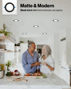 Recessed LED Lighting, 6-Inch, Slim, Wafer Thin, Black Trim, 14W, 850 Lumens -Sunco Lamp Store DL SL6 BK 2750K Block 1