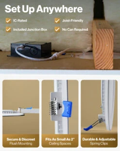 Recessed LED Lighting, 6 Inch, Night Light, Slim, Wafer Thin, Selectable CCT, 1500 Lumens -Sunco Lamp Store DL SL6 NL WH 2750K Block 2