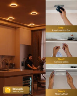 Recessed LED Lighting, 6 Inch, Night Light, Slim, Wafer Thin, Selectable CCT, 1500 Lumens -Sunco Lamp Store DL SL6 NL WH 2750K Block 3